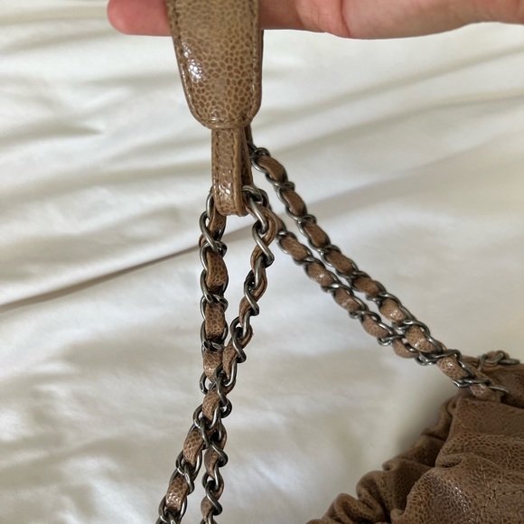 Authentic Chanel CC Elastic Shoulder Bag Quilted Glazed Caviar Largw - Picture 6 of 11